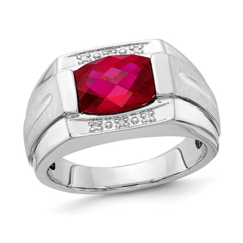GEM AND HARMONY  Mens 3.75 Carat (Ctw) Lab Created Ruby Ring In Sterling In Silver