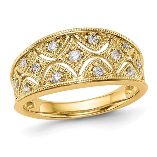 GEM AND HARMONY  1/4 Carat (Ctw I1-I2) Diamond Ring In 14K Gold (Size 7) In Yellow