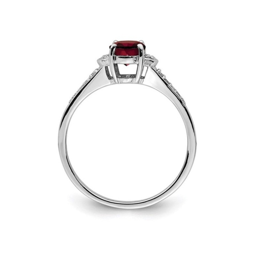 9/10 Carat Oval-Cut Red Garnet Ring in Sterling Silver with Diamonds