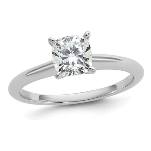 1.00 Carat IGI Certified Cushion-Cut Lab Grown Diamond Solitaire Engagement Ring in 14K White Gold