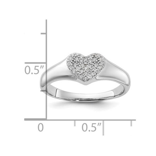 Sterling Silver Heart Promise Ring with Micro Pave Synthetic Cubic Zirconias