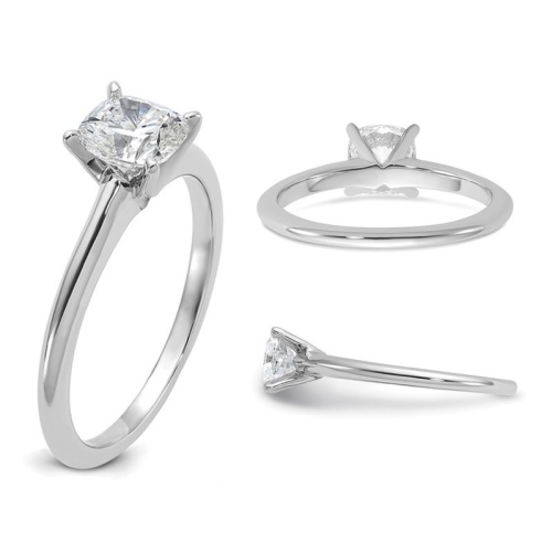 1.00 Carat IGI Certified Cushion-Cut Lab Grown Diamond Solitaire Engagement Ring in 14K White Gold