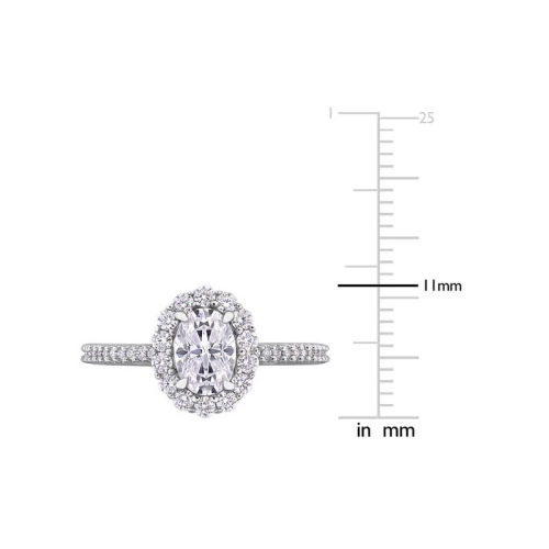 1.42 Carat Lab-Created Oval Halo Moissanite Engagement Ring in Sterling Silver