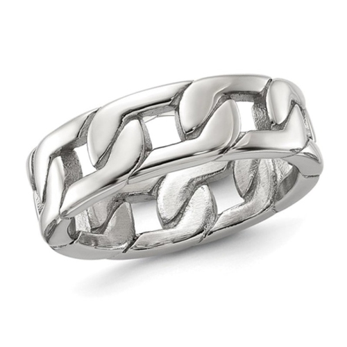 Mens Stainless Steel Polished Chain Link Band Ring