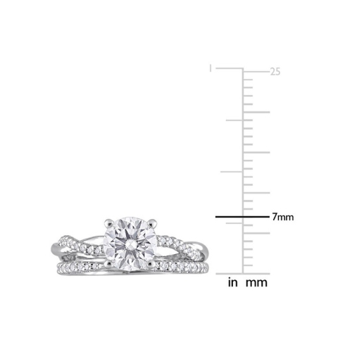 1.50 Carat Synthetic Moissanite Bridal Ring Engagement Wedding Set in Sterling Silver