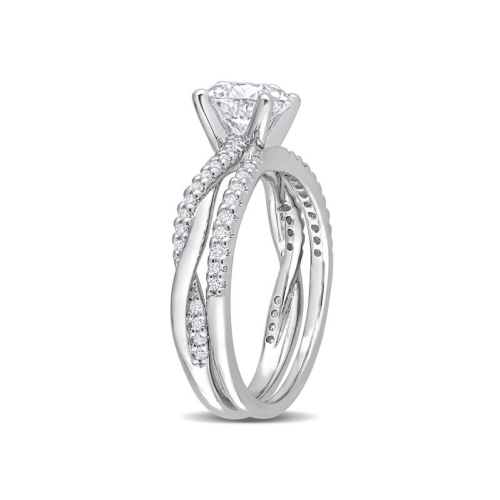 1.50 Carat Synthetic Moissanite Bridal Ring Engagement Wedding Set in Sterling Silver