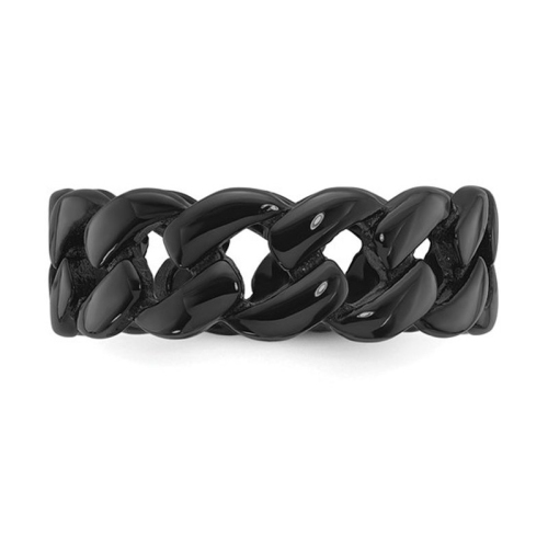 Mens Black Plated Stainless Steel 8mm Curb Link Band