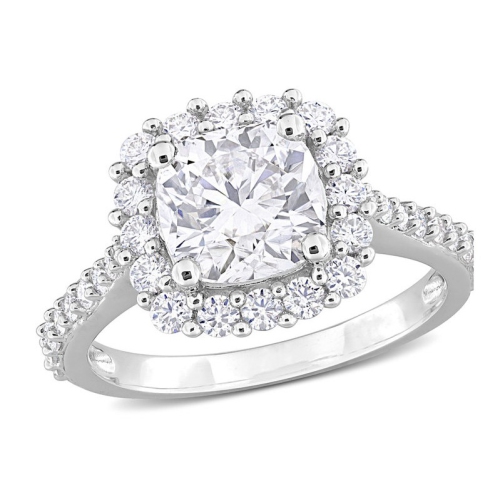 GEM AND HARMONY  2.71 Carat (Ctw) Lab-Created Halo Moissanite Engagement Ring In Sterling In Silver
