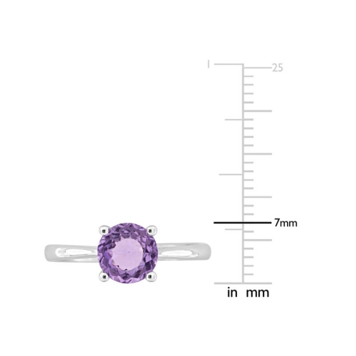 1.30 Carat Amethyst Round Solitaire Ring in Sterling Silver