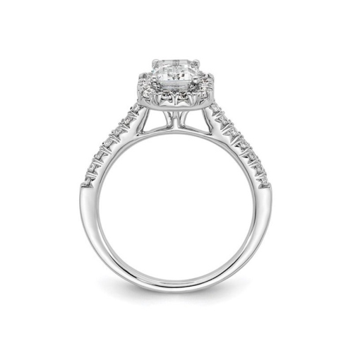 1.44 Carat Emerald-Cut Certified Lab-Grown Diamond Halo Engagement Ring 14K White Gold