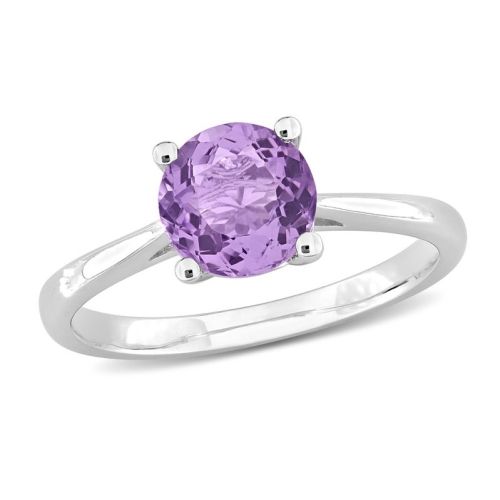 GEM AND HARMONY  1.30 Carat (Ctw) Amethyst Round Solitaire Ring In Sterling In Silver