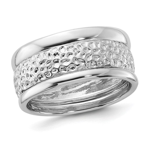GEM AND HARMONY  Textured And Polished Sterling Ring In Silver