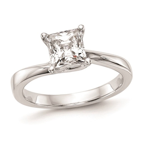 GEM AND HARMONY  1.00 Carat (Ctw Vs2, D-E-F) Certified Princess Lab-Grown Diamond By-Pass Engagement Ring In 14K Gold In White