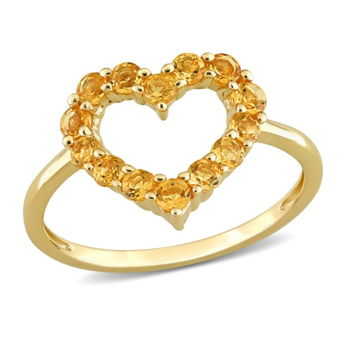 GEM AND HARMONY  1/2 Carat (Ctw) Citrine Heart Ring In 10K Gold In Yellow