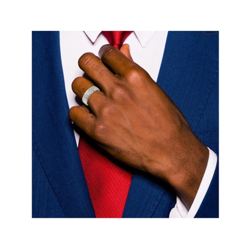 Mens Stainless Steel Polished Hammered Band Ring