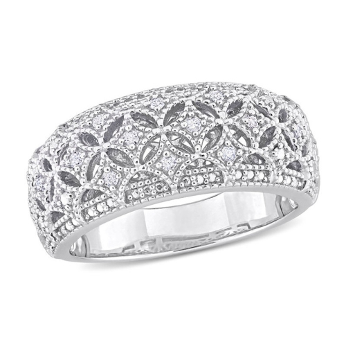 GEM AND HARMONY  1/10 Carat (Ctw) Diamond Ring In Sterling In Silver