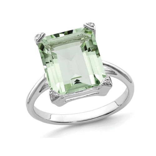 GEM AND HARMONY  5.45 Carat (Ctw) Quartz Ring In Sterling Silver In Green