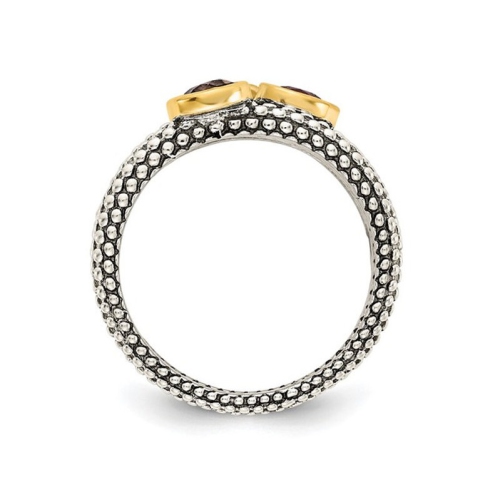 Bague en argent sterling avec citrine 2/3 carat, grenat, quartz fumé