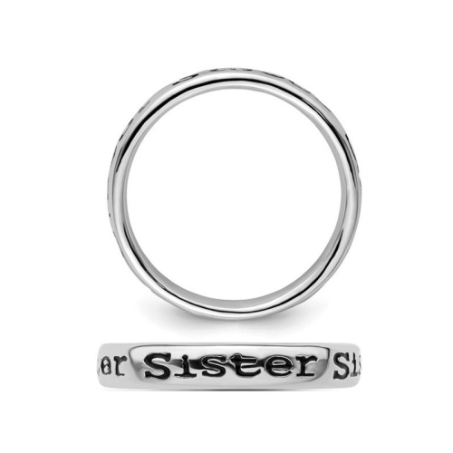 Sterling Silver Black Enameled Sister Band Ring