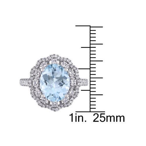 2.77 Carat Aquamarine Halo Cocktail Ring with Diamonds 3/4 Carat (ctw) in 14K White Gold