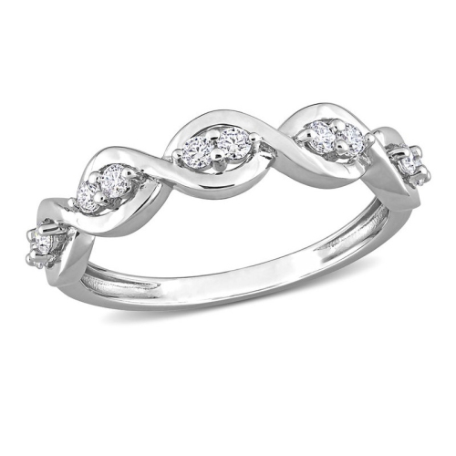 GEM AND HARMONY  1/4 Carat (Ctw) Lab-Created Moissanite Anniversary Ring Band In Sterling In Silver