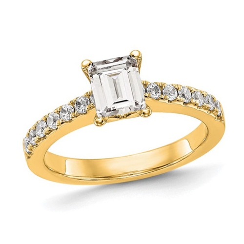 GEM AND HARMONY  1.31 Carat (Ctw Vs2, G-H) Emerald-Cut Certified Lab-Grown Diamond Engagement Ring 14K Gold In Yellow