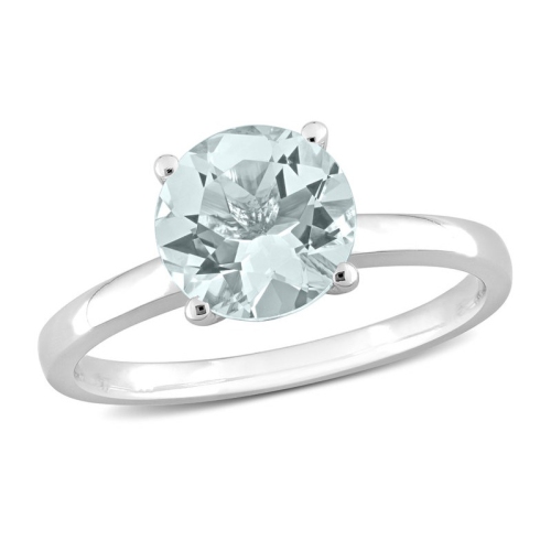 GEM AND HARMONY  1.65 Carat (Ctw) Aquamarine Solitaire Ring In 10K Gold In White