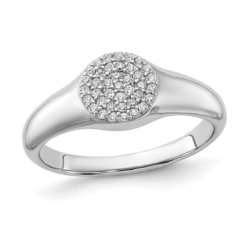 Sterling Silver Circle Ring with Micro Pave Synthetic Cubic Zirconias