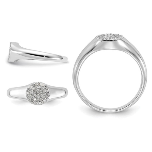 Sterling Silver Circle Ring with Micro Pave Synthetic Cubic Zirconias