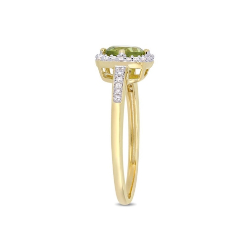 Bague, pendentif et boucles d'oreilles en or jaune 10K ct avec coeur péridot 2,96 carat
