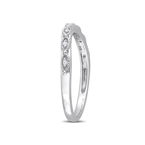 Diamond Accent Semi-Eternity Wedding Band Ring in 14K White Gold