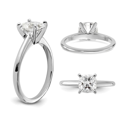 1.75 Carat Certified Cushion-Cut Lab Grown Diamond Solitaire Engagement Ring in 14K White Gold