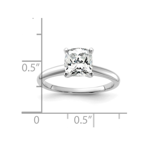 1.75 Carat Certified Cushion-Cut Lab Grown Diamond Solitaire Engagement Ring in 14K White Gold