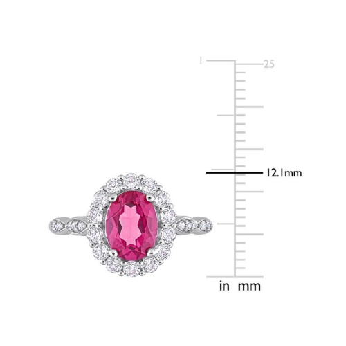 2.05 Carat Pink and WhiteTopaz Halo Ring in 10K White Gold