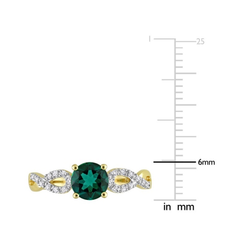 4/5 Carat Lab-Created Emerald Ring in 10K Yellow Gold with Diamonds