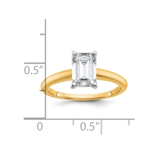 1.50 Carat Emerald-Cut Certified Lab-Grown Diamond Solitaire Engagement Ring in 14K Yellow Gold