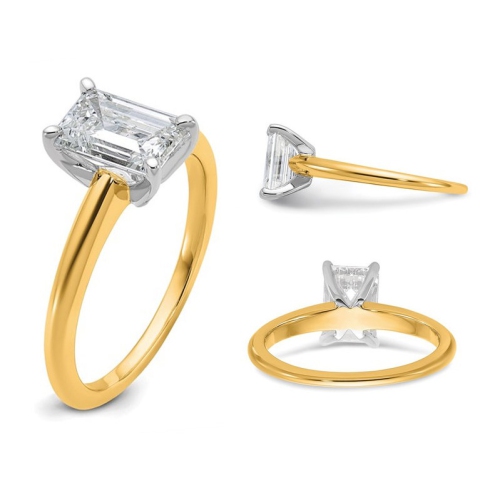 1.50 Carat Emerald-Cut Certified Lab-Grown Diamond Solitaire Engagement Ring in 14K Yellow Gold