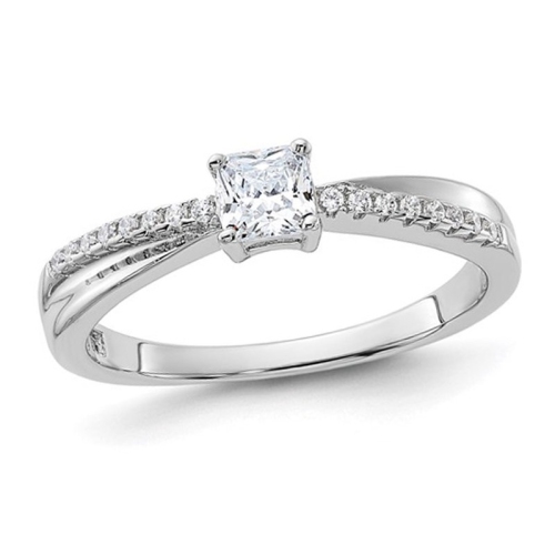 GEM AND HARMONY  Sterling Cubic Zirconia (Cz) Polished Promise Ring In Silver