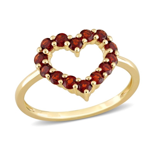4/5 Carat Garnet Heart Promise Ring in 10K Yellow Gold