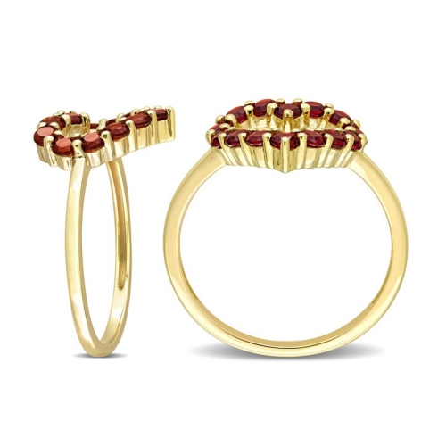 4/5 Carat Garnet Heart Promise Ring in 10K Yellow Gold