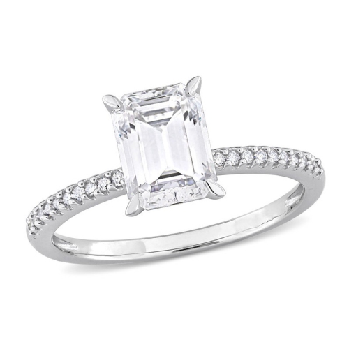GEM AND HARMONY  1.75 Carat (Ctw) Lab-Created Emerald-Cut Moissanite Engagement Ring In 14K Gold With Diamonds In Yellow
