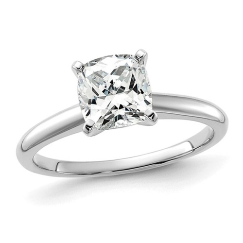 1.75 Carat Certified Cushion-Cut Lab Grown Diamond Solitaire Engagement Ring in 14K White Gold