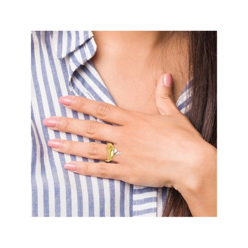 Bague dauphin en or jaune et blanc poli de 14K ct