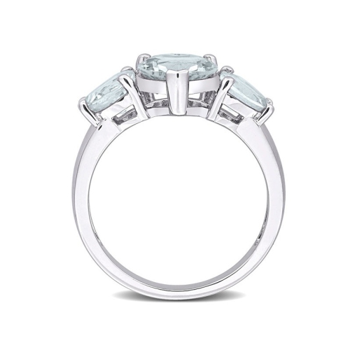2.80 Carat Aquamarine Three Stone Heart Ring in Sterling Silver