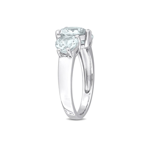 2.80 Carat Aquamarine Three Stone Heart Ring in Sterling Silver
