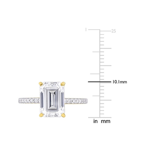 3.20 Carat Lab-Created Emerald-Cut Moissanite Engagement Ring in 10K Yellow Gold