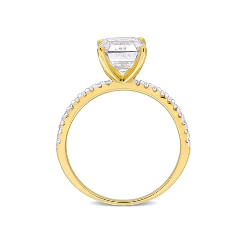 3.20 Carat Lab-Created Emerald-Cut Moissanite Engagement Ring in 10K Yellow Gold