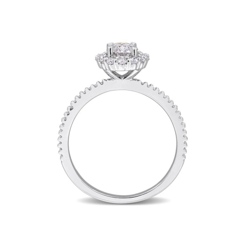 Bague de fiançailles en argent sterling avec moissanites blanches ovales synthétiques d'1,42&nbsp;carat