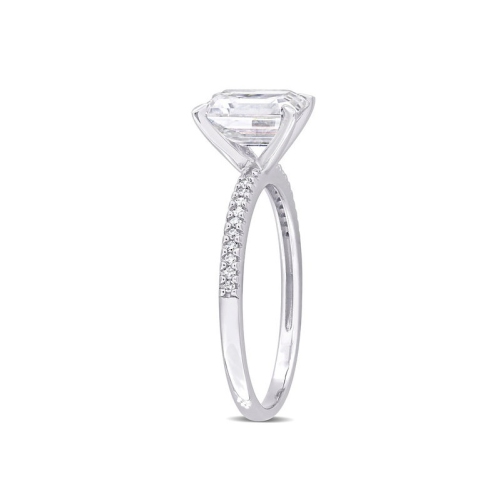 1.75 Carat Lab-Created Emerald-Cut Moissanite Engagement Ring in 14K Yellow Gold with Diamonds