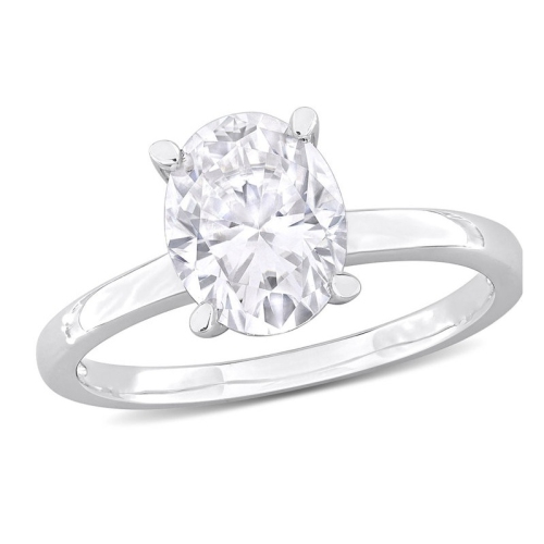 GEM AND HARMONY  2.00 Carat (Ctw) Lab-Created Oval Solitaire Moissanite Engagement Ring In Sterling In Silver